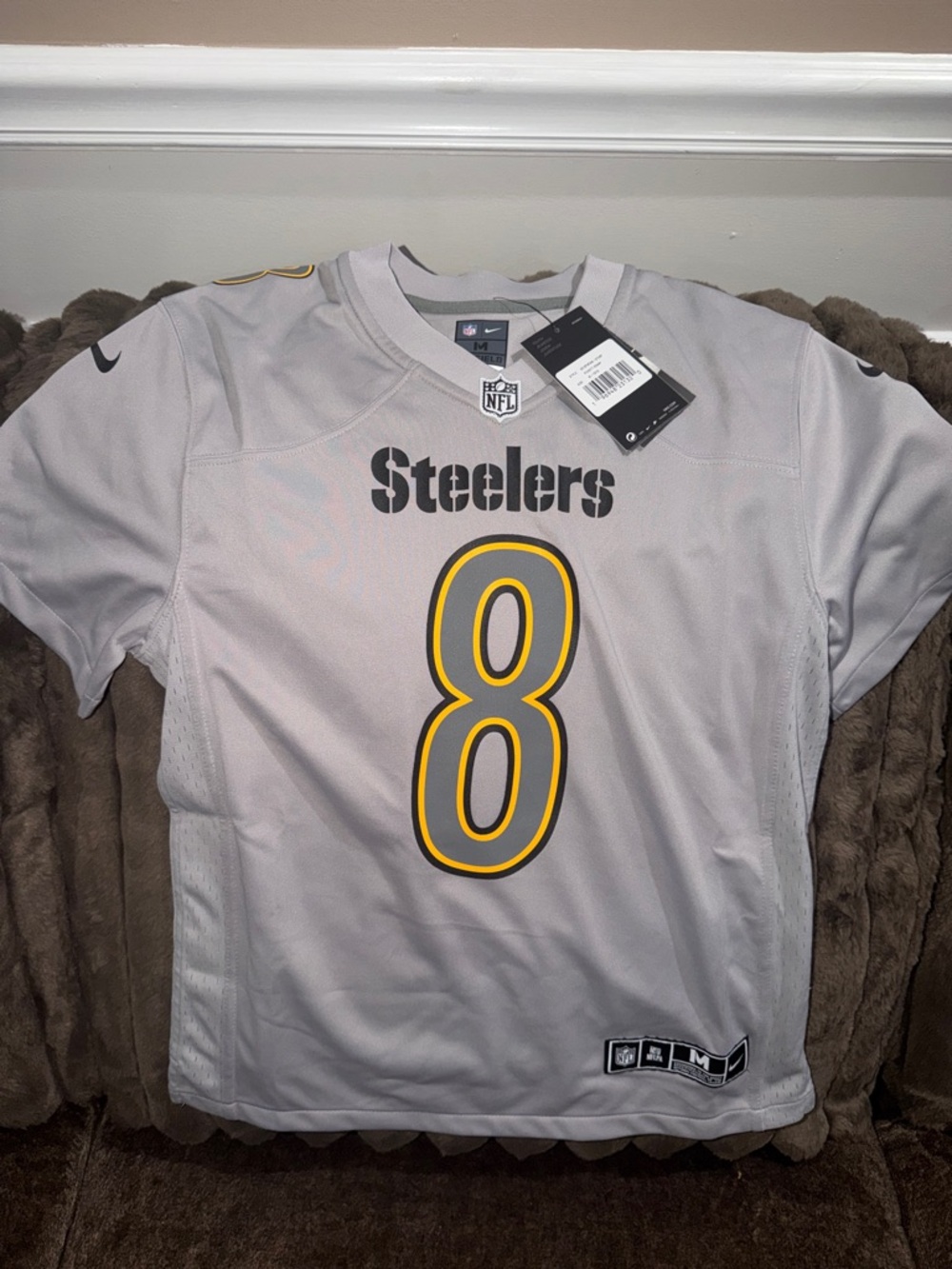 Nike Gray & Yellow Steelers #8 Jersey